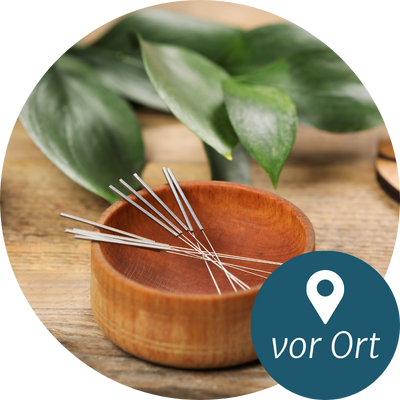 Akupunkturnadeln in einer Schale